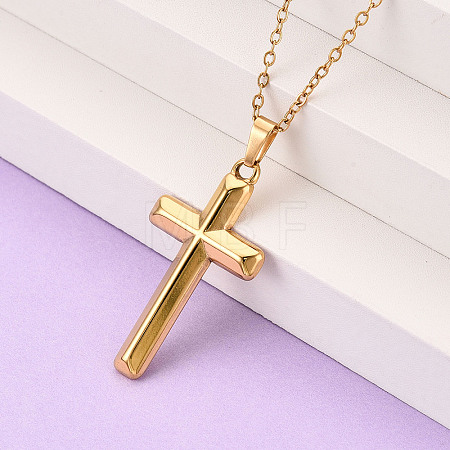 304 Stainless Steel Pendant Necklaces NJEW-T018-30G-1