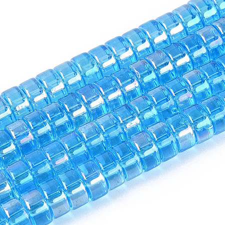 AB Color Plated Transparent Glass Beads Strands GLAA-T026-3x6mm-T07-1