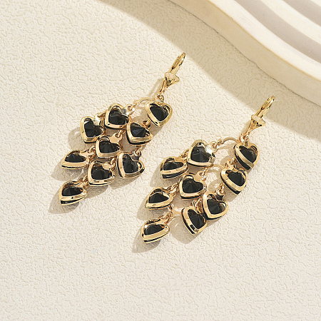 Heart Brass Tassel Hoop Earrings LC3720-3-1