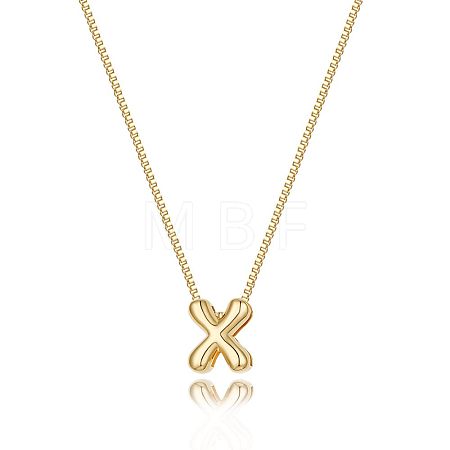 Brass Initial Pendant Box Chain Necklaces for Women FS-WG5C822-24-1