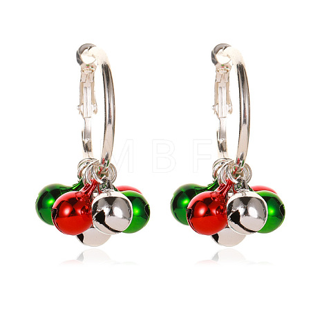 Christmas Theme Alloy Enamel Bell Chandelier Earrings FS-WG66691-06-1