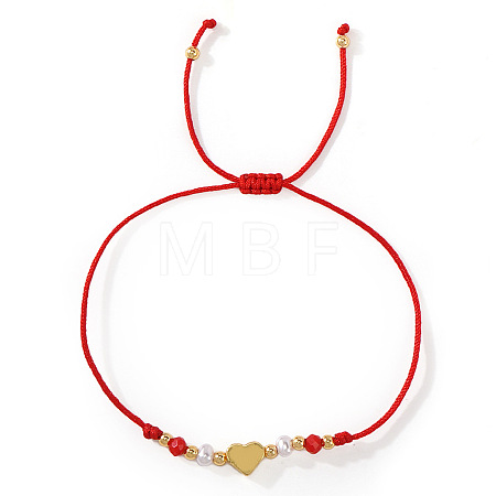Adjustable Glass & Brass Beads Braided Bead Bracelets SG0180-3-1