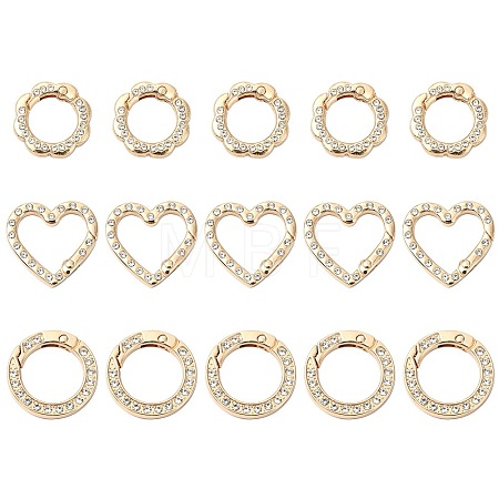 15Pcs 3 Styles Zinc Alloy Spring Gate Rings FIND-CJ0004-77-1