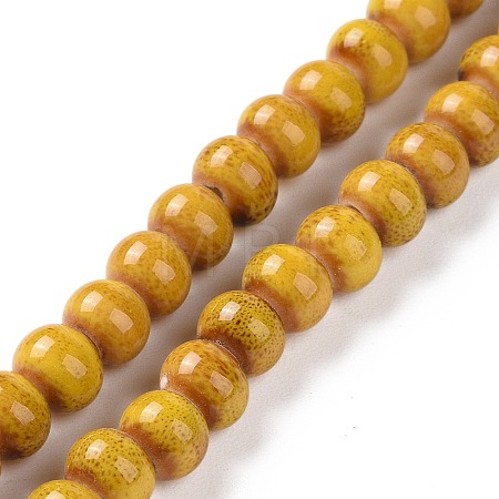 Handmade Fancy Antique Glazed Porcelain Ceramic Round Beads Strands PORC-L019-6mm-02-1