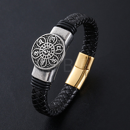 Punk Braided PU Leather Cord Bracelets CP2156-1-1