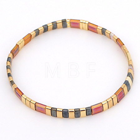 Bohemian Glass Seed Beaded Stretch Bracelets JM4508-35-1