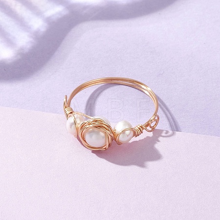 Natural Pearl Finger Rings RJEW-JR00990-1