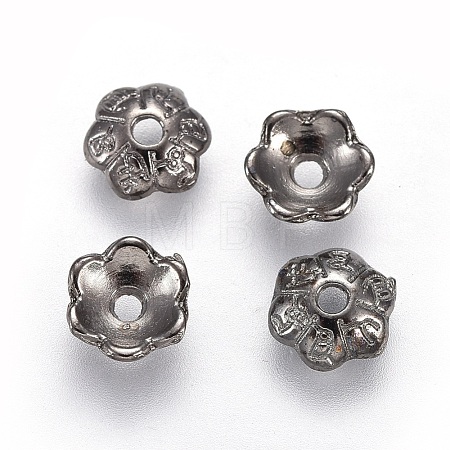 6-Petal Tibetan Style Alloy Flower Bead Caps TIBE-S220-B-NR-1