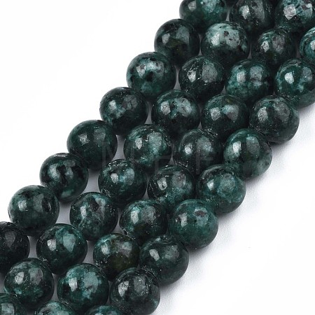 Dyed Natural Sesame Jasper Round Beads Strands G-R342-6mm-13-1