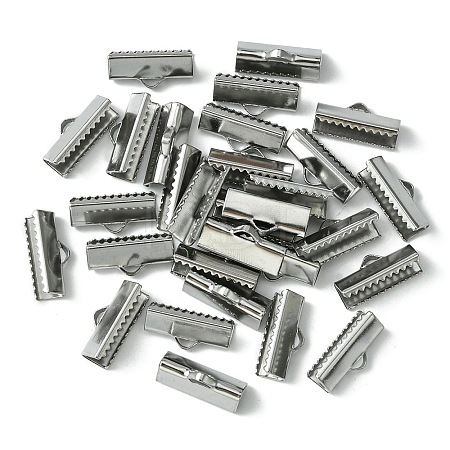 304 Stainless Steel Ribbon Crimp Ends STAS-YW0001-78E-1