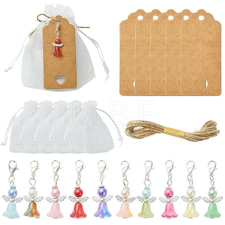 Angle Glass Pendant Decorations HJEW-FS0001-07-1