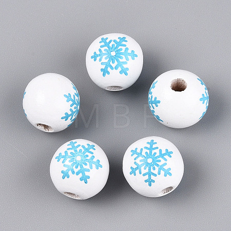 Christmas Spray Painted Schima Wood Beads WOOD-T032-35G-1
