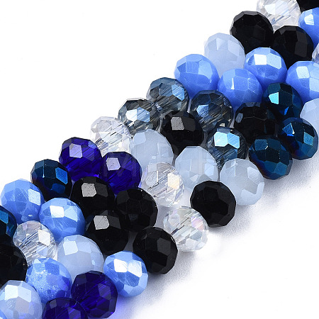 Electroplate Glass Beads Strands X-EGLA-N002-12B-1
