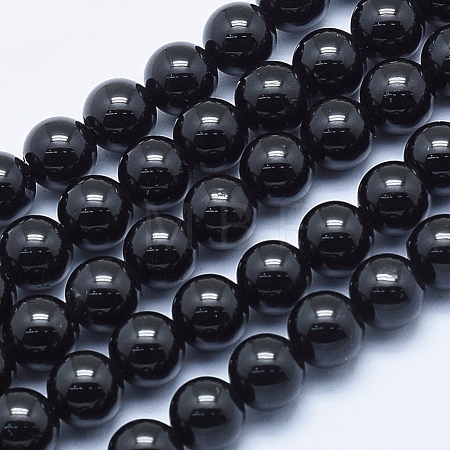 Natural Black Tourmaline Beads Strands G-E444-27-6mm-1