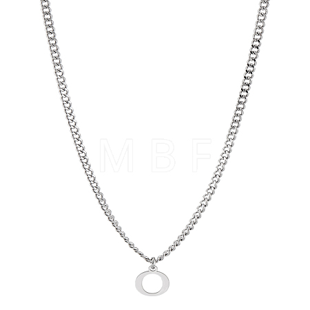 1Pc 304 Stainless Steel Letter Pendant Necklaces NJEW-LP0001-33O-P-1
