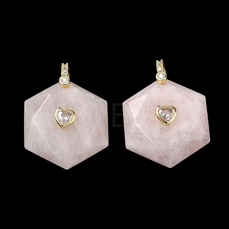 Natural Rose Quartz Faceted Pendants GG-CBA67BD-01G-J-1