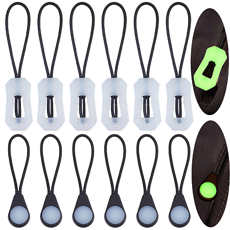 20Pcs 2 Styles Luminous PVC Plastic Replacement Zipper Puller Tabs FIND-CL0002-22-1