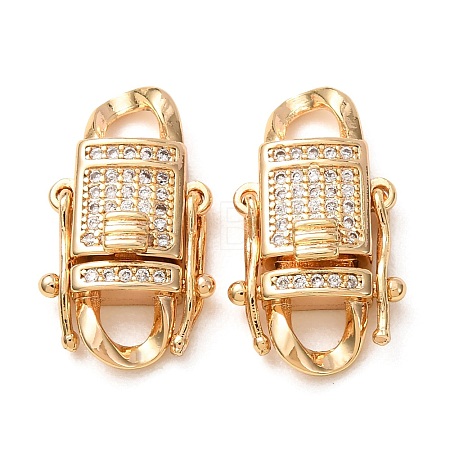 Brass Micro Pave Cubic Zirconia Twister Clasps CU-K002-20G-1