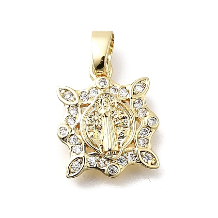 Brass Micro Pave Cubic Zirconia Pendants KK-P336-01C-G-1