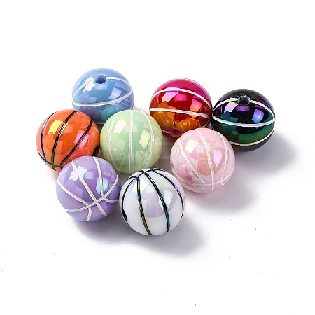 Sports UV Plating Opaque Acrylic Beads PACR-Q003-05C-1
