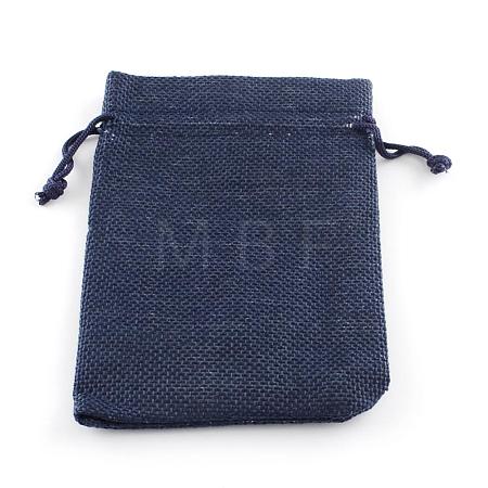 Polyester Imitation Burlap Packing Pouches Drawstring Bags ABAG-R005-14x10-12-1