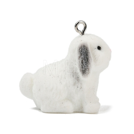 Animal Theme Flocky Opaque Resin Pendants RESI-H042-01P-09-1