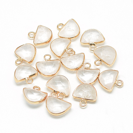 Natural Quartz Crystal Semi Circle Pendants G-Q965-09-1