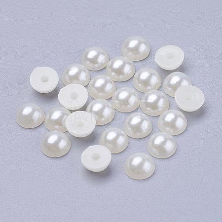 Half Round Domed Imitated Pearl Acrylic Cabochons OACR-H001-10-1
