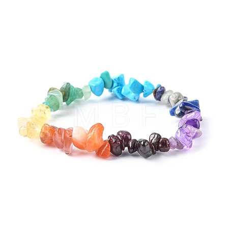 Chakra Gemstone Stretch Bracelets X-BJEW-JB02288-02-1