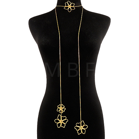 Flower Alloy with Brass Pendant Lariat Long Wrap Necklaces for Women FS-WG8B231-01-1