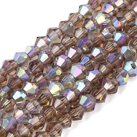 AB Color Plated Transparent Glass Beads Strands GLAA-G127-01T-1