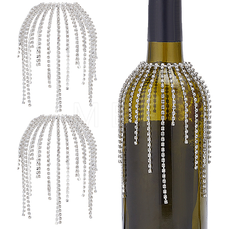 2Pcs Iron with Glass Rhinestone Cup Wine Glass Charms HJEW-OC00384-1
