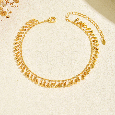 Summer Beach Brass Teardrop Tassel Anklets for Women IU8608-1