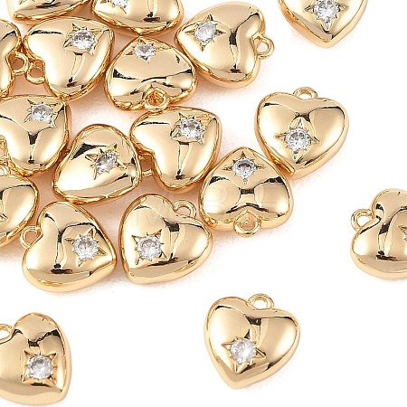 SHEGRACE Valentine's Day Brass Micro Pave Clear Cubic Zirconia Charms XGRQ4N358-737G-1