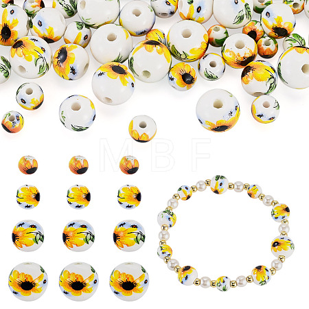 40Pcs 4 Styles Handmade Porcelain Beads PORC-TADJ0001-08A-1