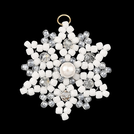 Shell Pearl & Glass Seed Beaded Pendants PALLOY-MZ01433-1