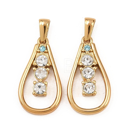 304 Stainless Steel Rhinestone Pendants STAS-P438-16G-1