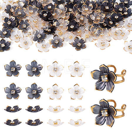100Pcs 2 Colors Transparent Resin Sakura Flower Bead Caps RESI-TA0005-57-1