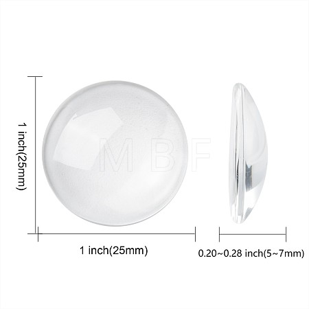 Transparent Glass Cabochons X-GGLA-R026-25mm-1