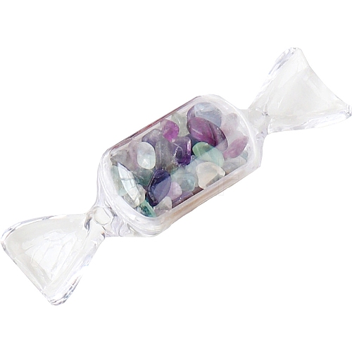 Raw Natural Fluorite Chip in Plastic Candy Box Display Decorations PW-WG95386-03-1