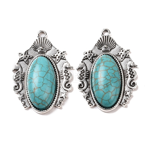 Synthetic Turquoise Pendants PALLOY-K001-043-1