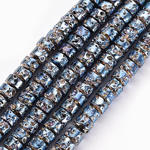 Electroplated Natural Lava Rock Beads Strands G-T114-68A-1