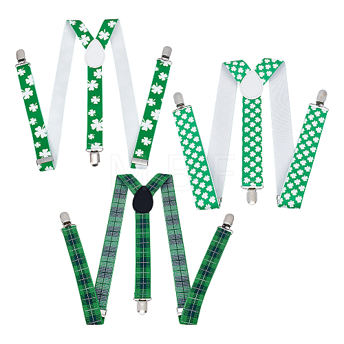 3Pcs 3 Style Adjustable Polyester Y-Shaped Heavy Duty Suspenders AJEW-CA0003-03-1