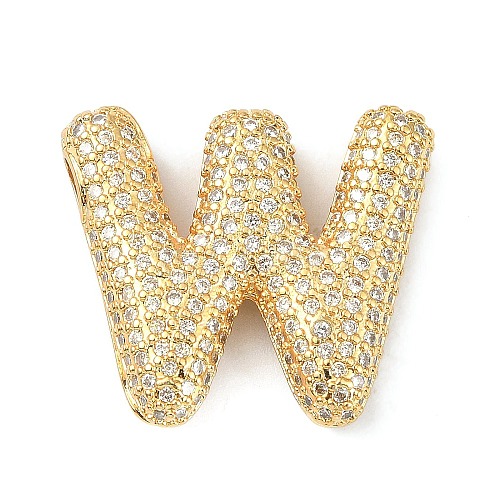 Rack Plating Brass Micro Pave Cubic Zirconia Pendants KK-Q790-01W-G-1