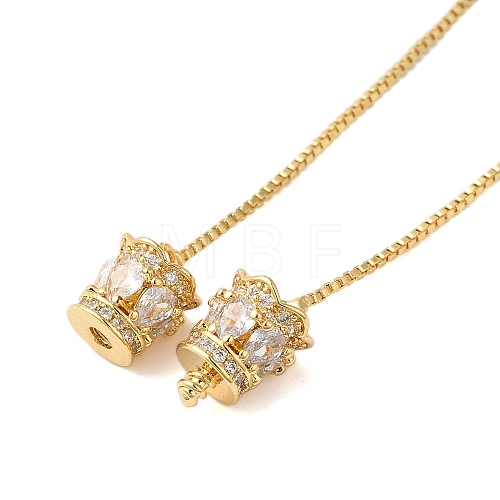 Brass Pave Clear Cubic Zirconia Pendant Necklaces for Women NJEW-S429-04G-03-1