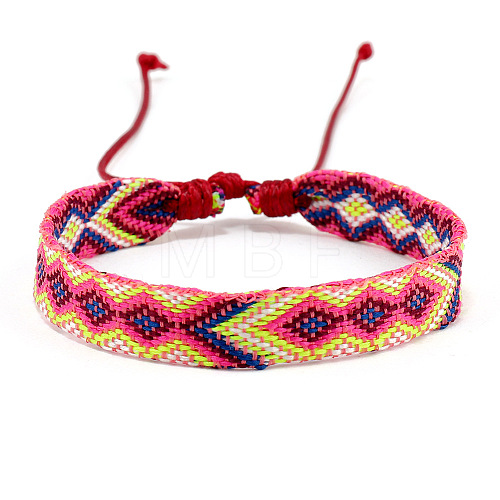 Cotton Braided Rhombus Cord Bracelet PW-WG48792-05-1