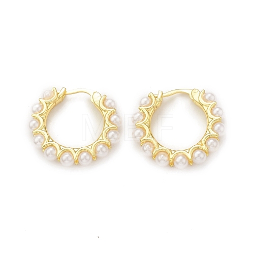 Plastic Imitation Pearl Beaded Hoop Earrings EJEW-G340-01G-1