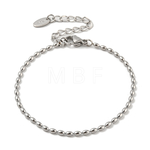 Non-Tarnish 201 Stainless Steel Rugby Beaded Chain Bracelets BJEW-G696-01A-P-1