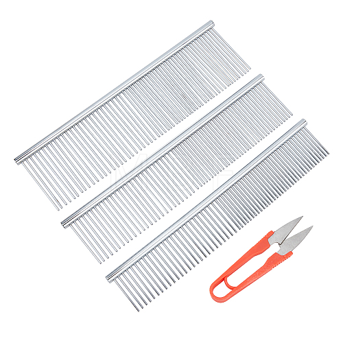 4Pcs 4 Style Stainless Steel Pet Combs AJEW-CA0001-60-1
