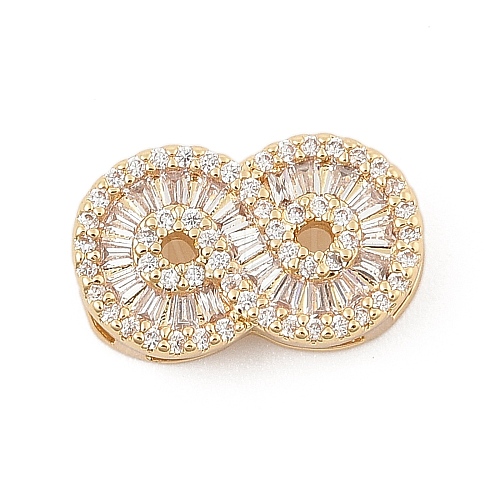 Brass Micro Pave Clear Cubic Zirconia Slide Charms ZIRC-I068-20G-1